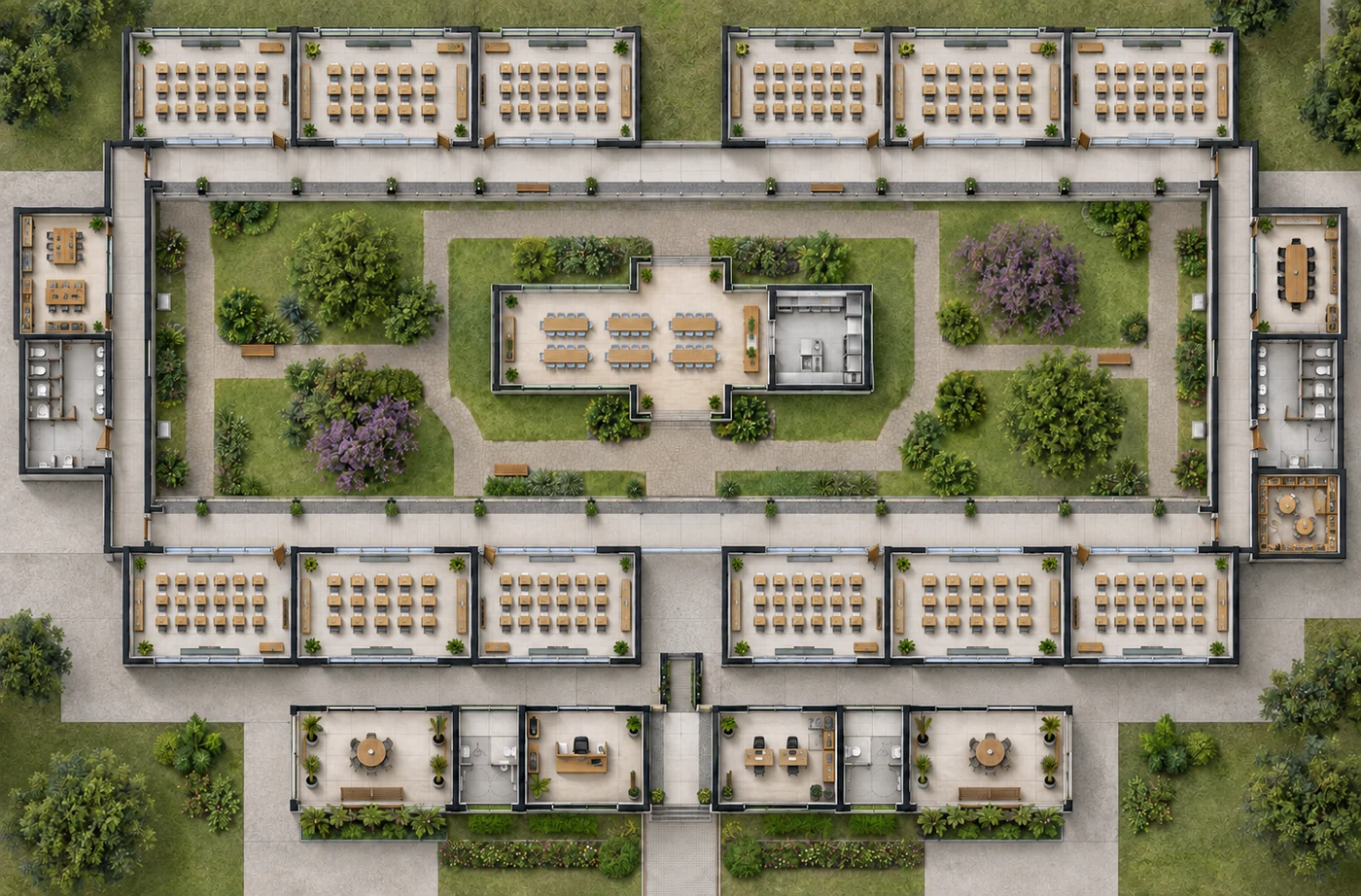 Planta humanizada da Escola Modular usada para contagem dos postos de alunos.
